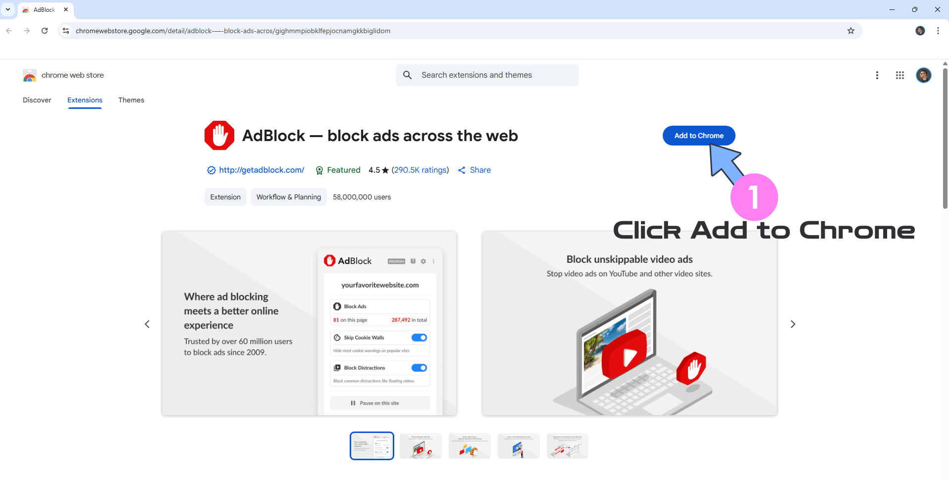 Chrome 商店的 AdBlock