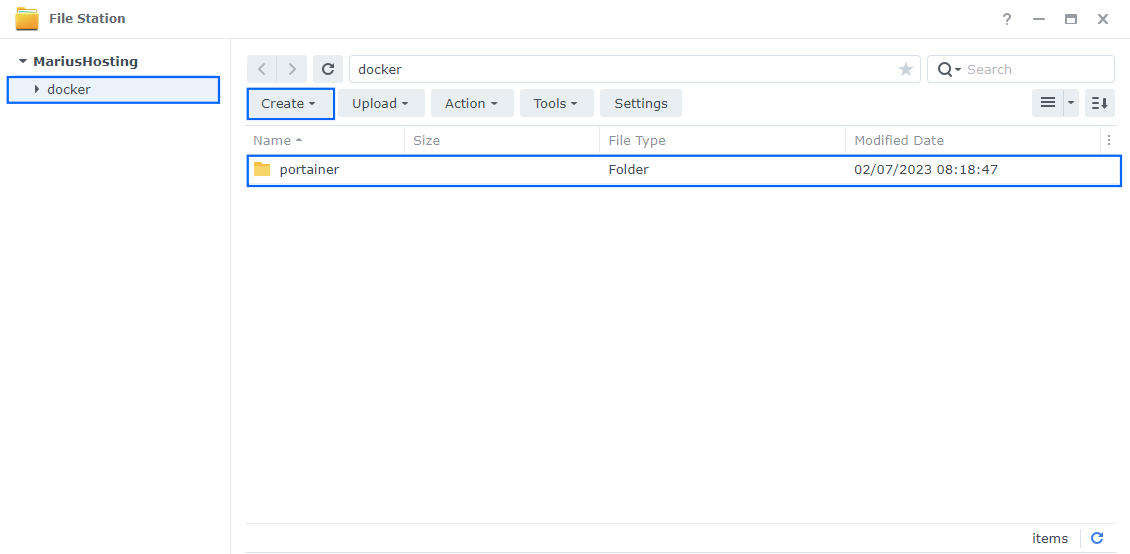 在 File Station 建立 portainer 資料夾