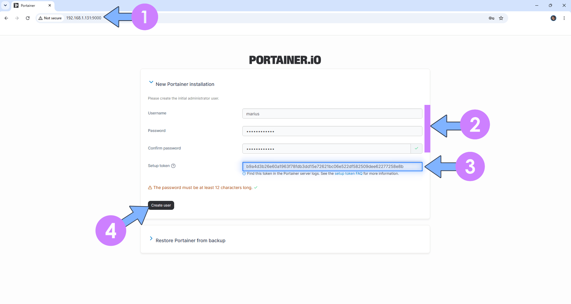 Portainer 建立管理員畫面