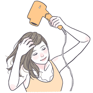 花王原文示範將耳前髮束沿臉側整理
