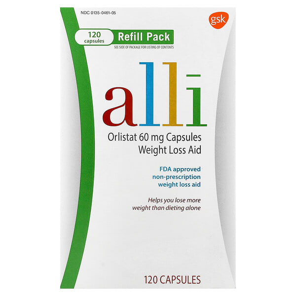 美國 Alli 60 mg、120 粒補充裝外盒