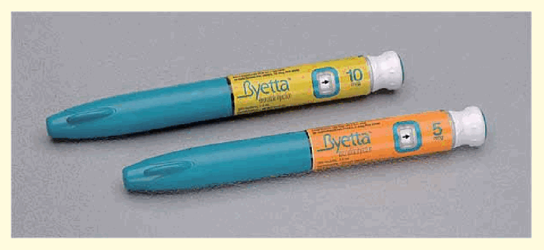 聖馬爾定醫院糖尿病專刊所示 Byetta 10 μg 與 5 μg 注射筆實物