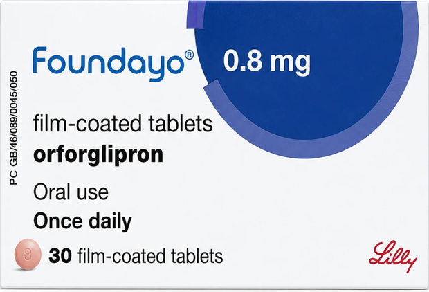 英國 Foundayo 0.8 mg 外盒產品圖