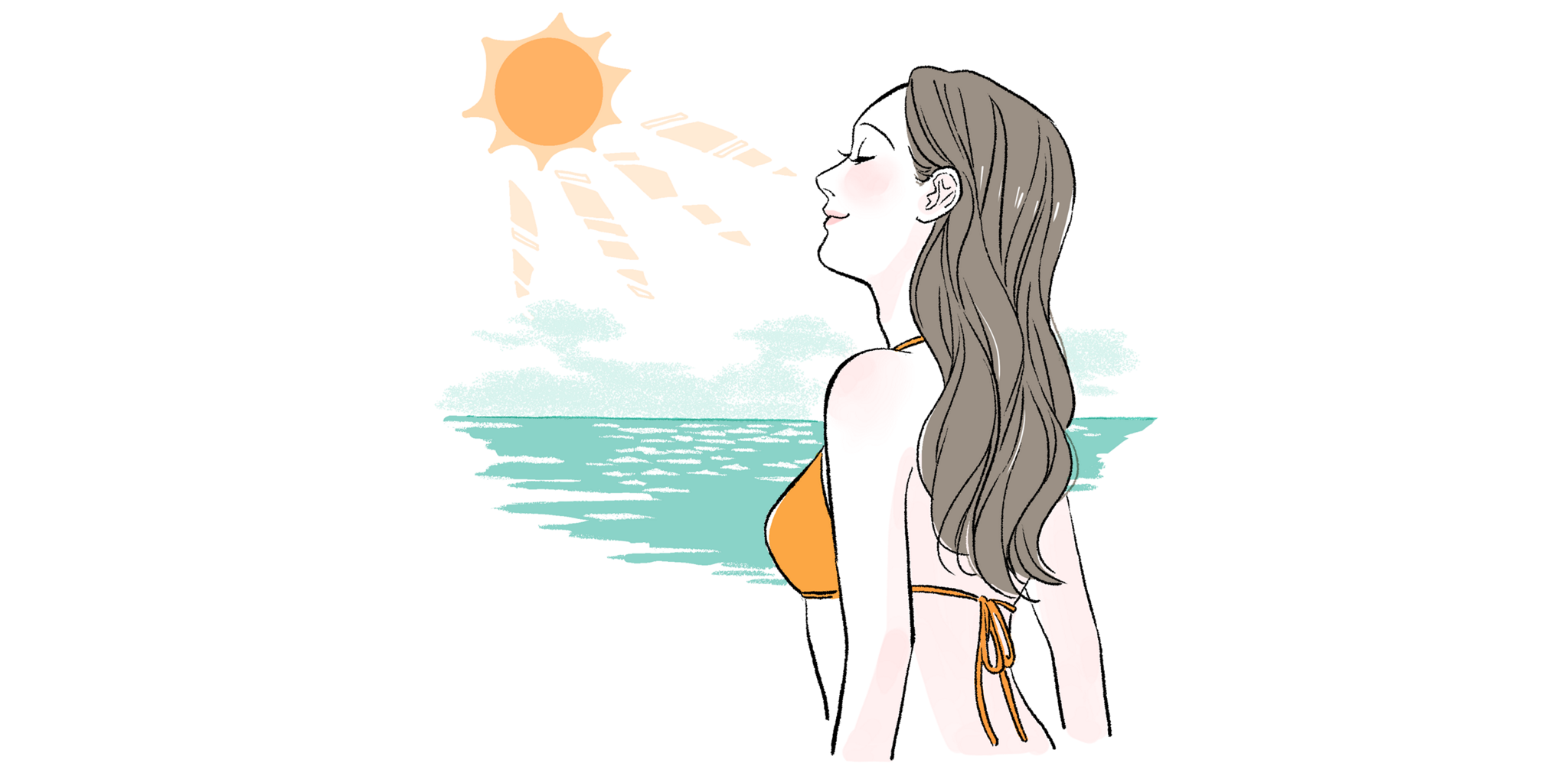 花王原圖:夏日海邊的髮絲曝曬情境