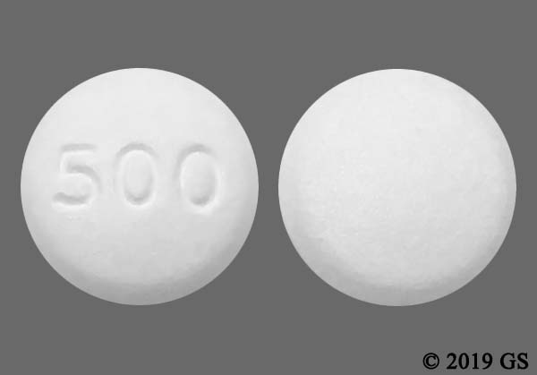 美國常見 500 mg 二甲雙胍錠外觀例子