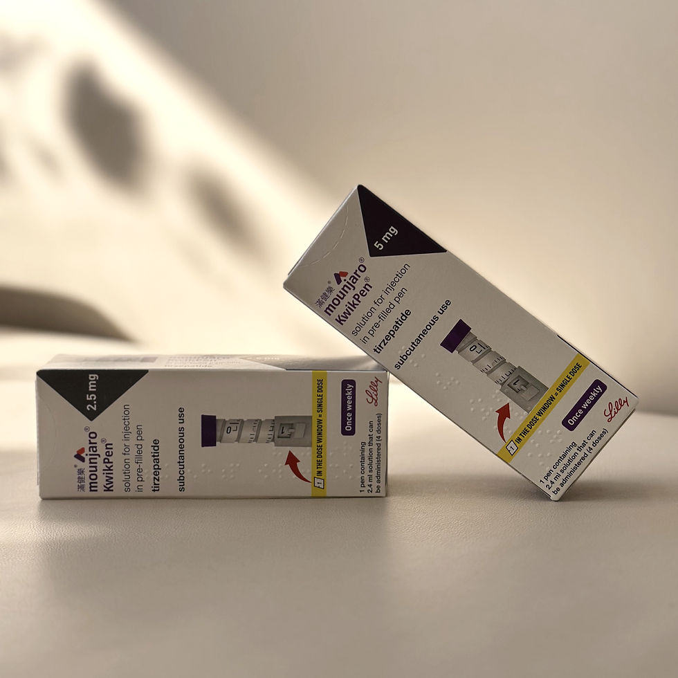 香港「滿健樂 Mounjaro」2.5 mg、5 mg 外盒照片