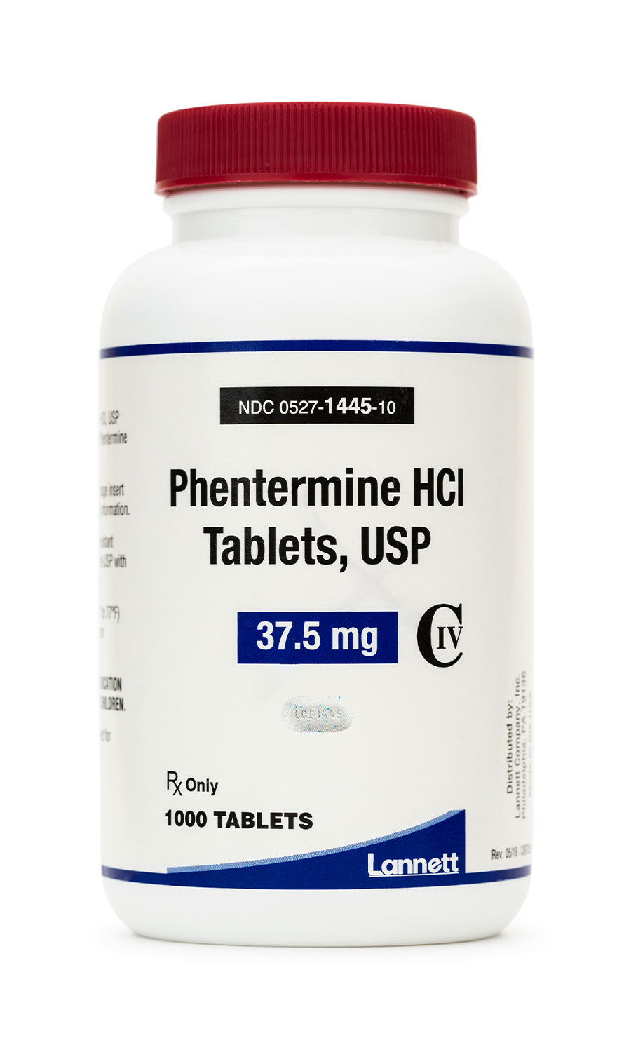 美國 Lannett phentermine HCl 37.5 mg 產品展示藥瓶