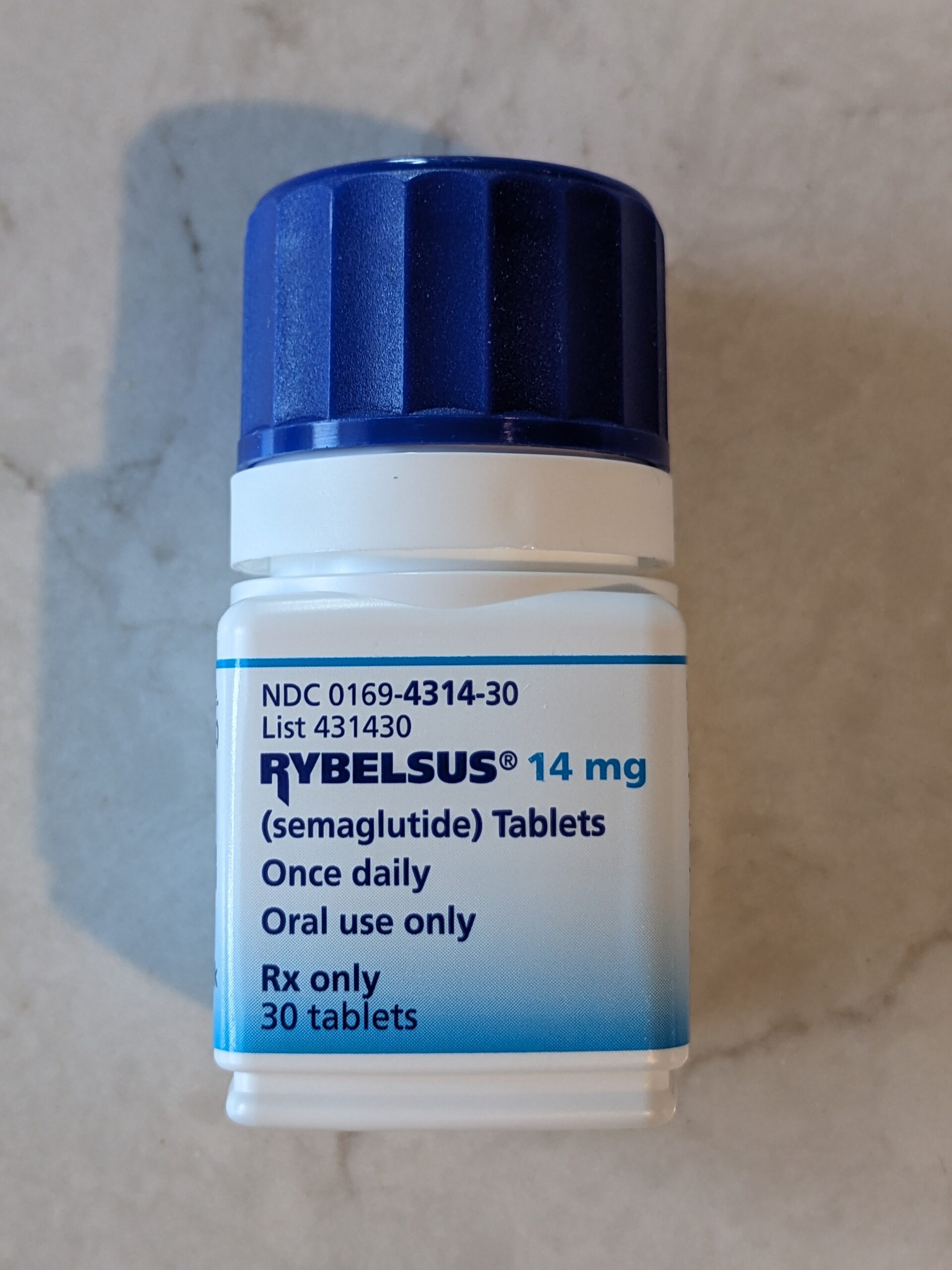 美國標示的 Rybelsus 14 mg 藥瓶