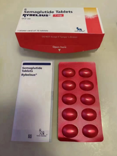 中國大陸諾和忻 Rybelsus 7 mg 外盒與錠劑鋁箔卡