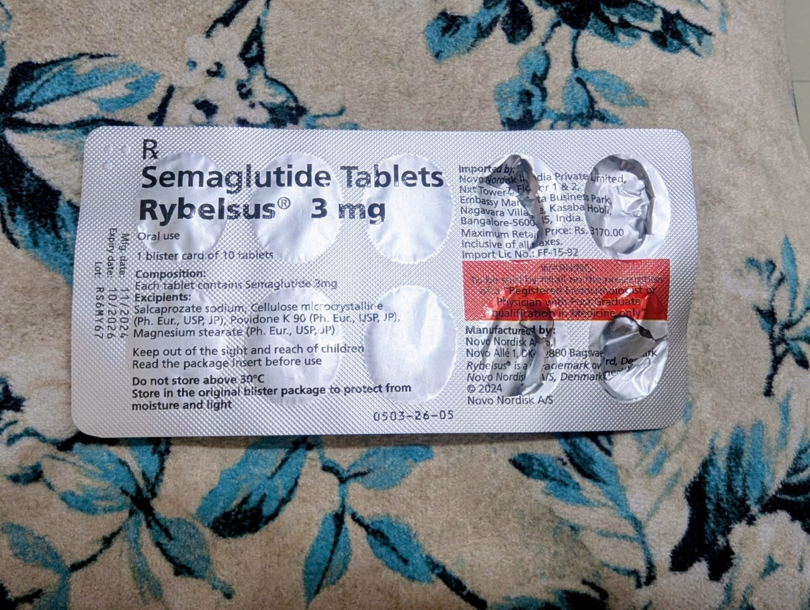 印度 Rybelsus 3 mg 鋁箔卡實拍