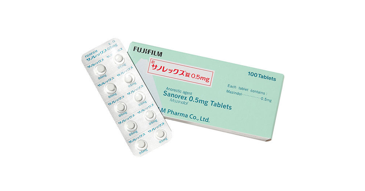 日本 Sanorex 0.5 mg 外盒與錠劑鋁箔包