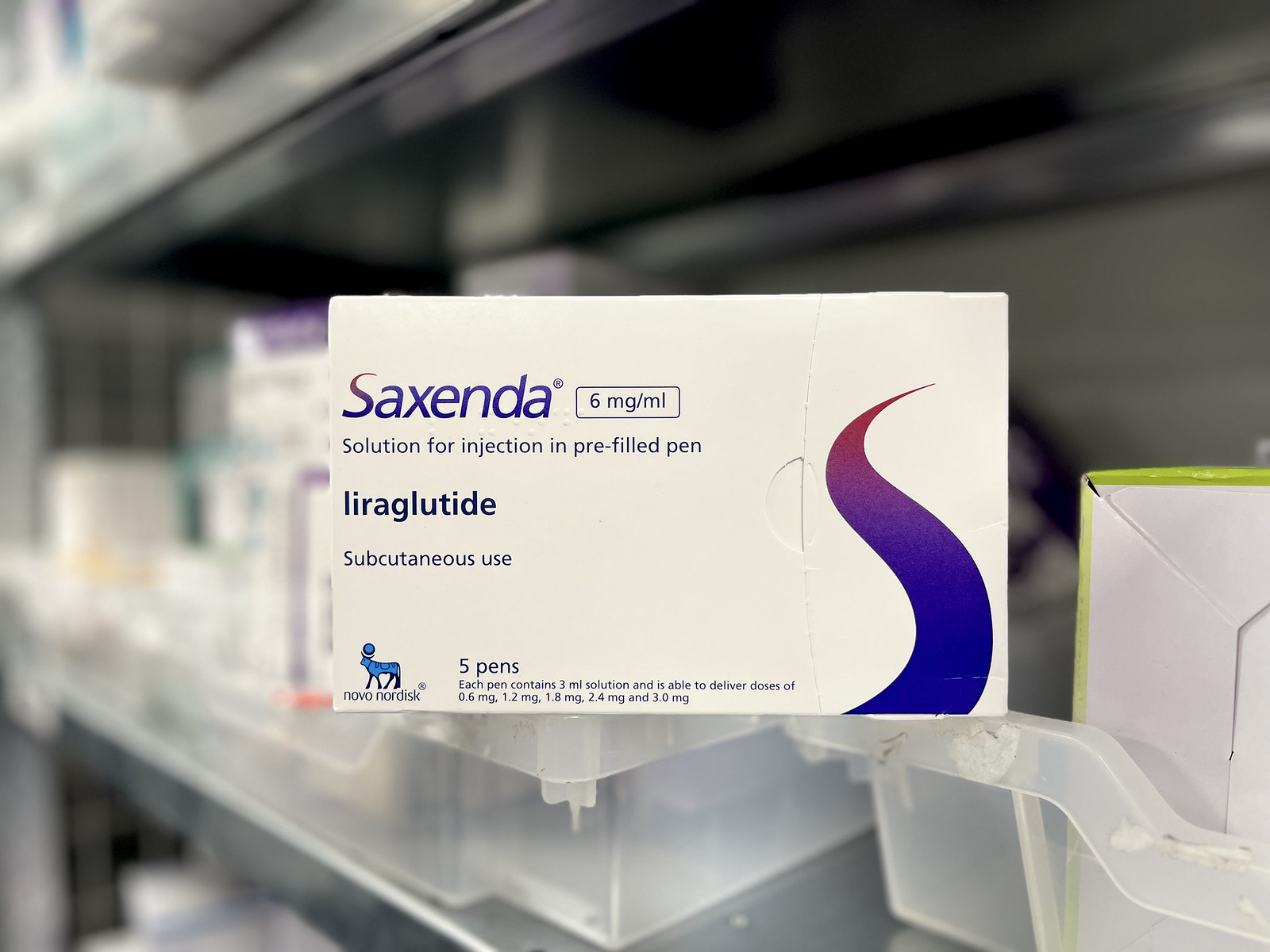 英國藥房 Chemist4U 刊載的 Saxenda 5 支裝外盒實拍