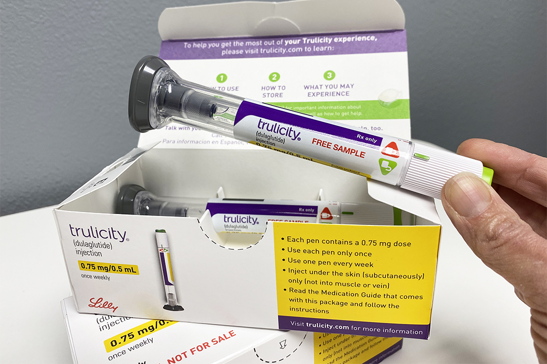 美國 Trulicity 0.75 mg 樣品外盒與實際單次注射筆