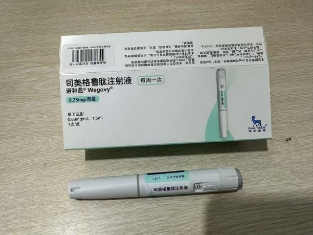 中國大陸諾和盈 Wegovy 0.25 mg 外盒與注射筆實物