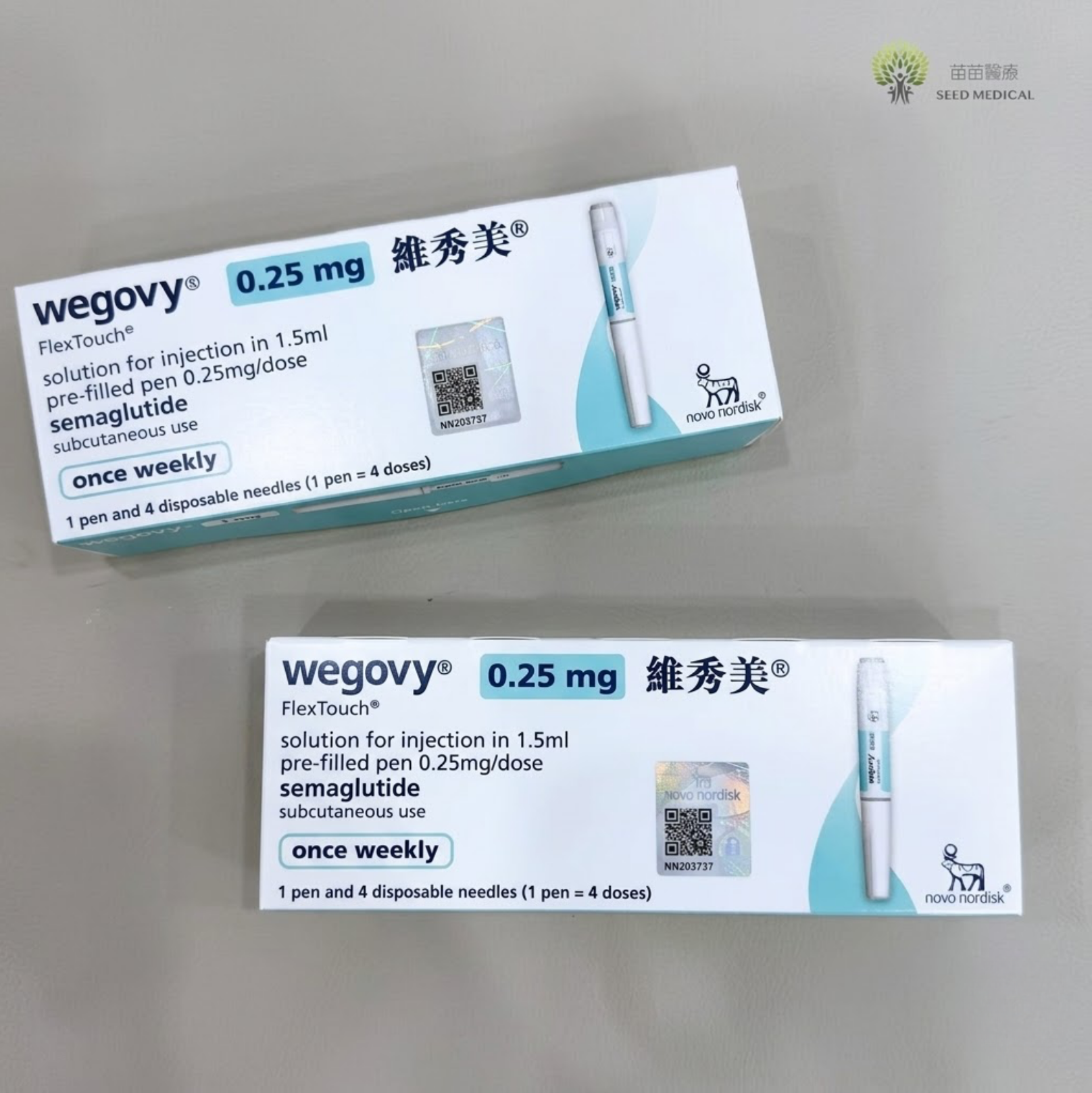 香港 Wegovy 維秀美 0.25 mg 外盒照片