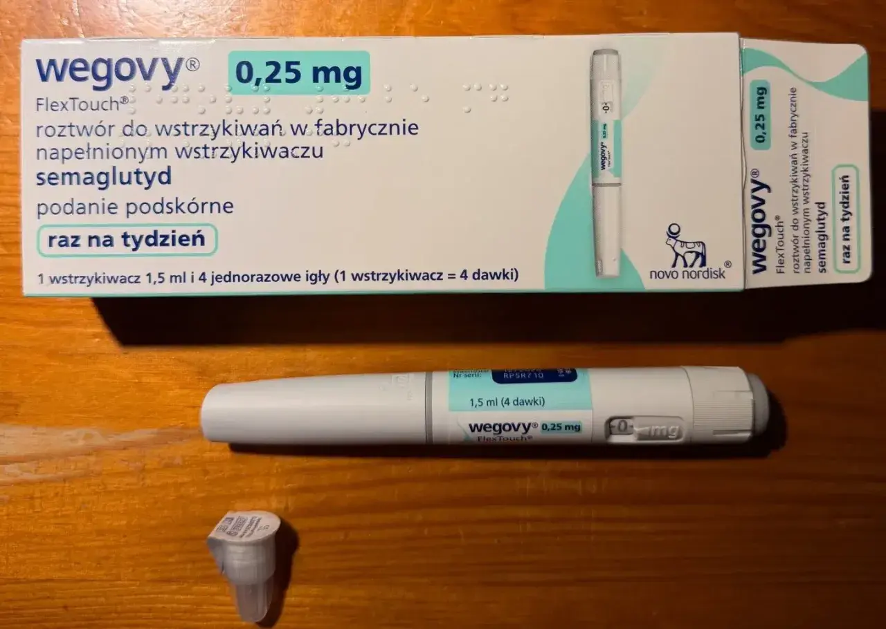 波蘭語 Wegovy 0.25 mg 外盒與 FlexTouch 筆身