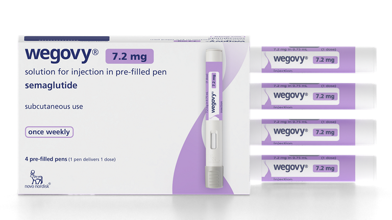 Wegovy 7.2 mg 外盒及四支單劑注射筆
