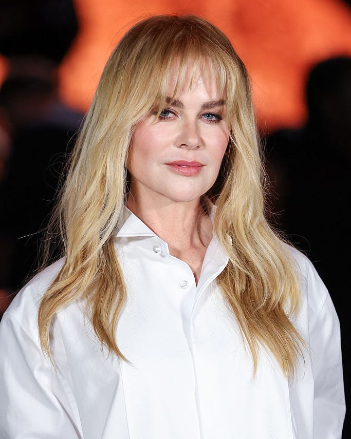 Nicole Kidman 的瀏海造型參考，原文以此說明首次嘗試瀏海