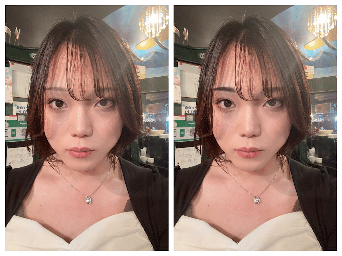 同一張臉以不同眉毛濃淡呈現的對照例子