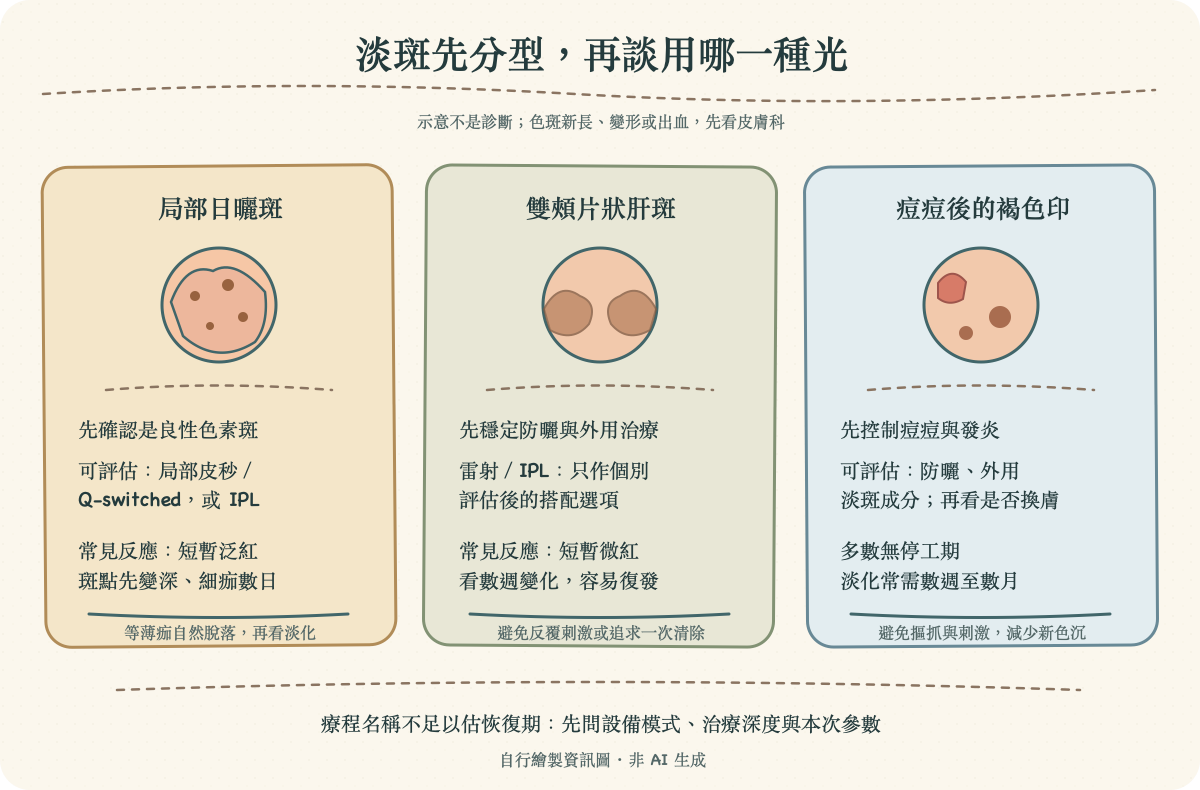 手繪淡斑療程選擇與恢復期對照圖