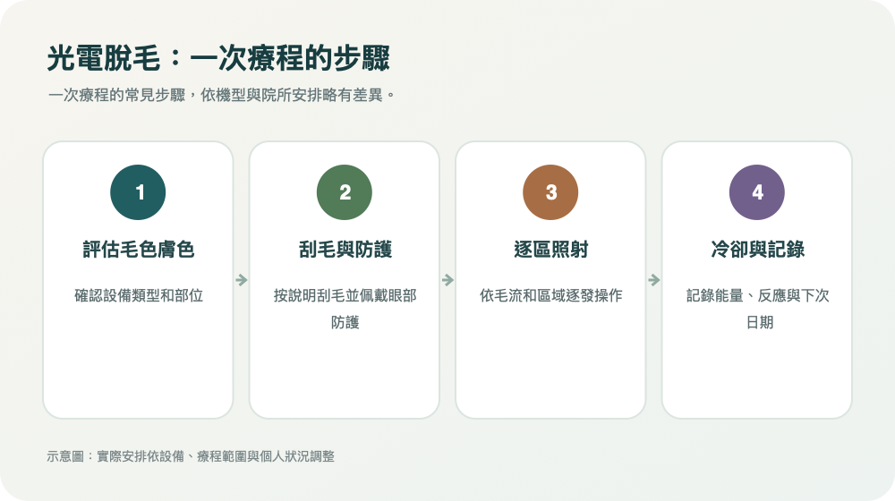 光電脫毛:一次療程的步驟