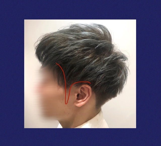 日本男士鬢角原圖:較長三角形的鬢角輪廓