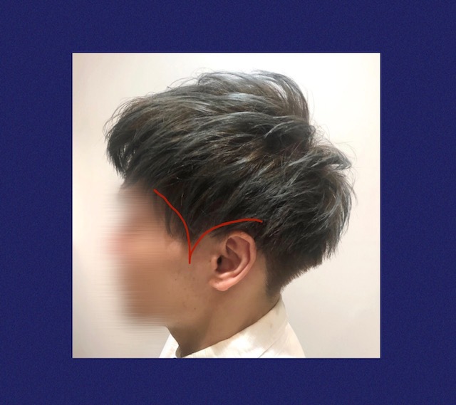 日本男士鬢角原圖:短三角形末端