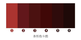 以多種紅褐色深淺呈現的經血顏色示意圖