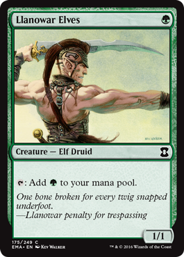 官方卡圖:Llanowar Elves 生物牌