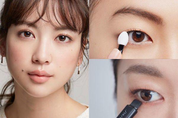 資生堂眼影教學的上色近照、眼型位置與完成效果