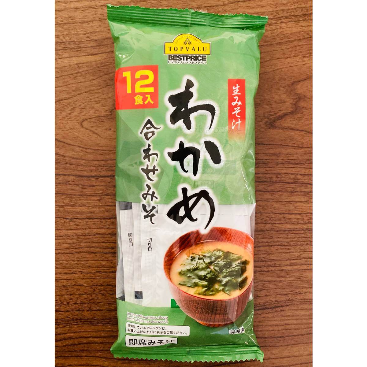 トップバリュ「生みそ汁 わかめ 12食」外袋實拍