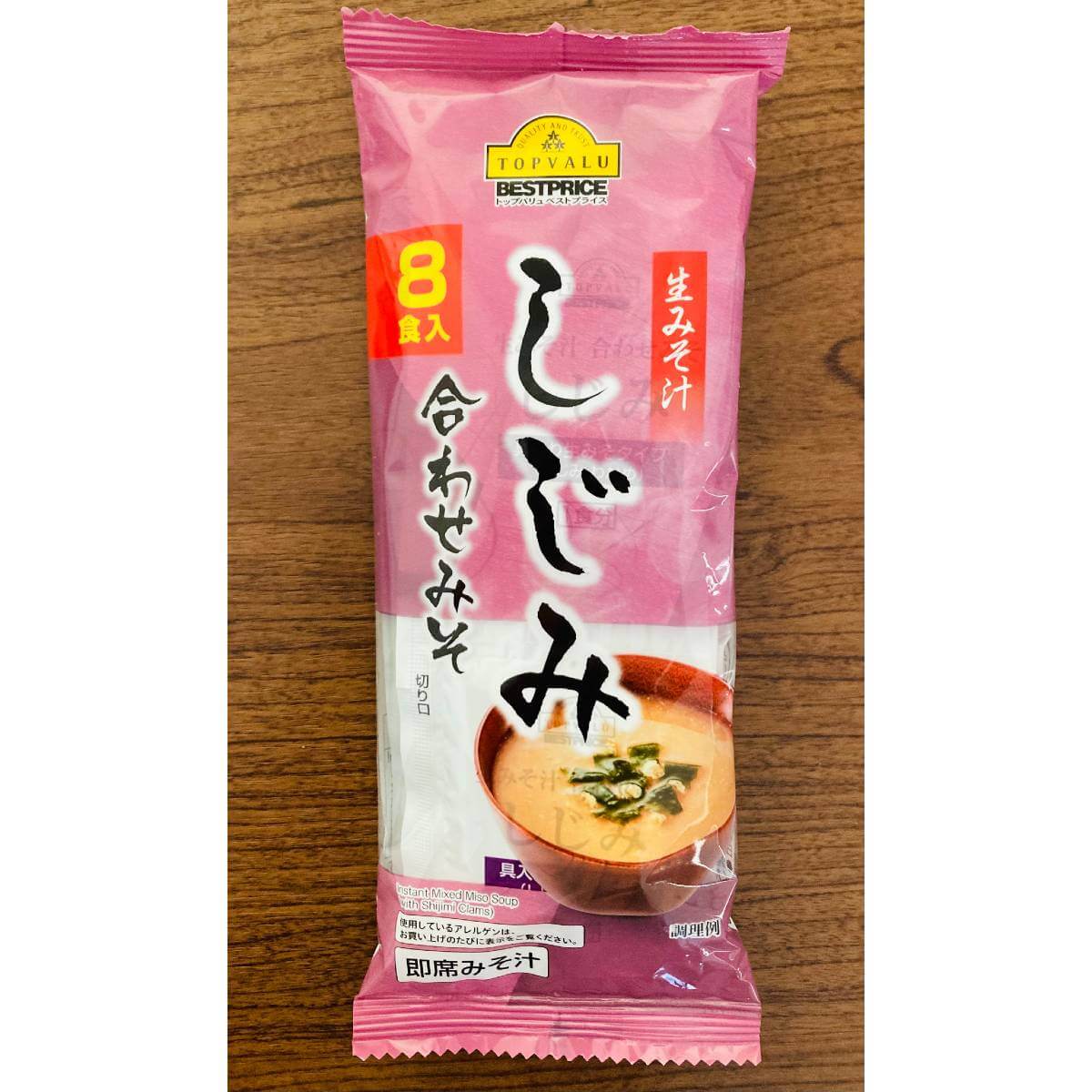トップバリュ「生みそ汁 しじみ 8食」外袋實拍