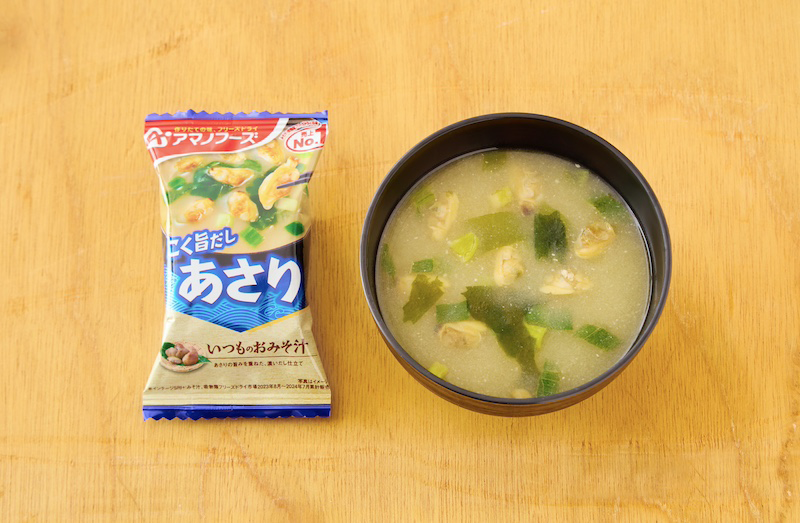 十食組內含「あさり」單包與沖泡後實物